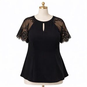 Torrid Black Lace Sleeve Fit and Flare Top (3)